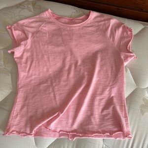 Pink Short Sleeve Lettuce Edge T-Shirt